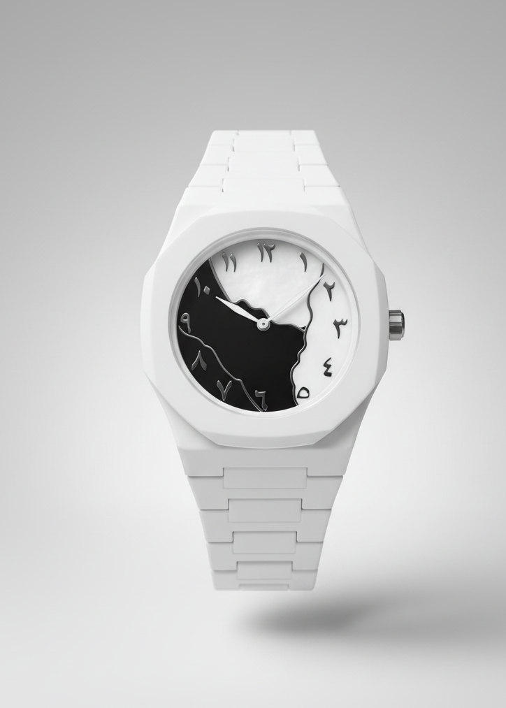 Arabic White Aura Black and White Dial