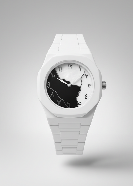 Arabic White Aura Black and White Dial