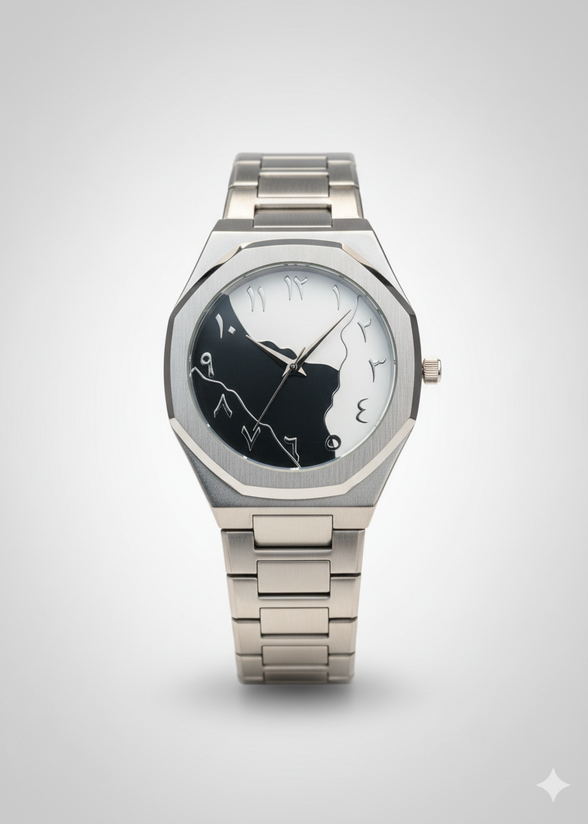 Arabic Dial Silver Aura Metallic Black & White Dial