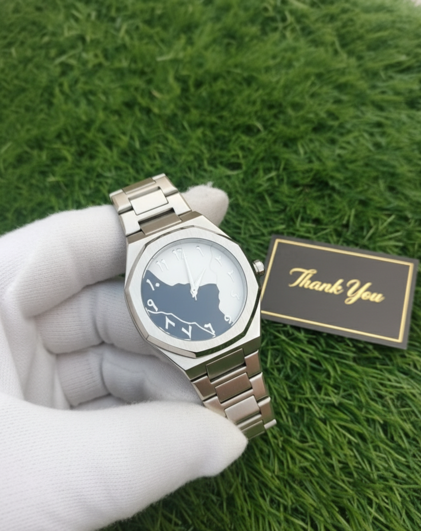 Arabic Dial Silver Aura Metallic Black & White Dial