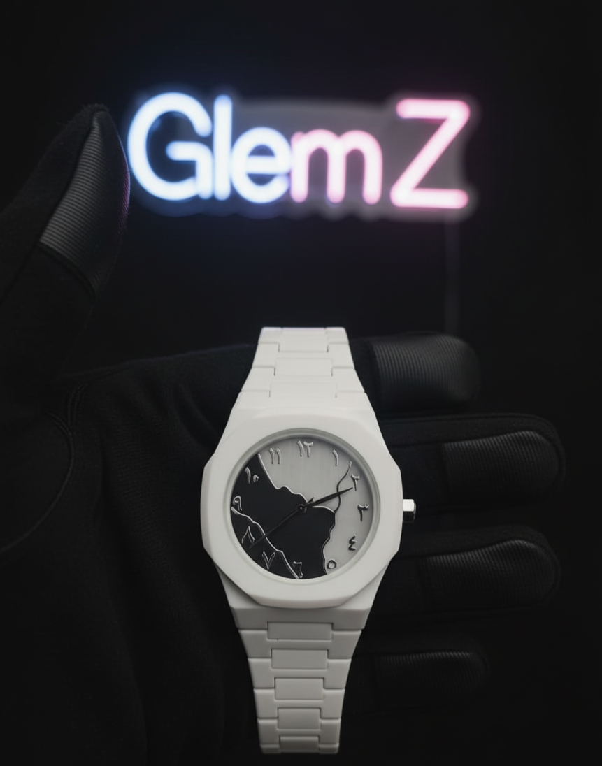 Arabic White Aura Black and White Dial