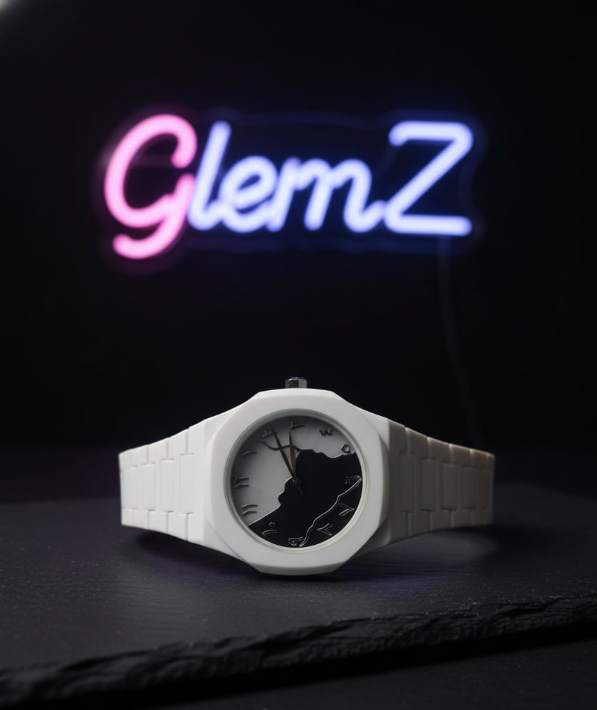 Arabic White Aura Black and White Dial